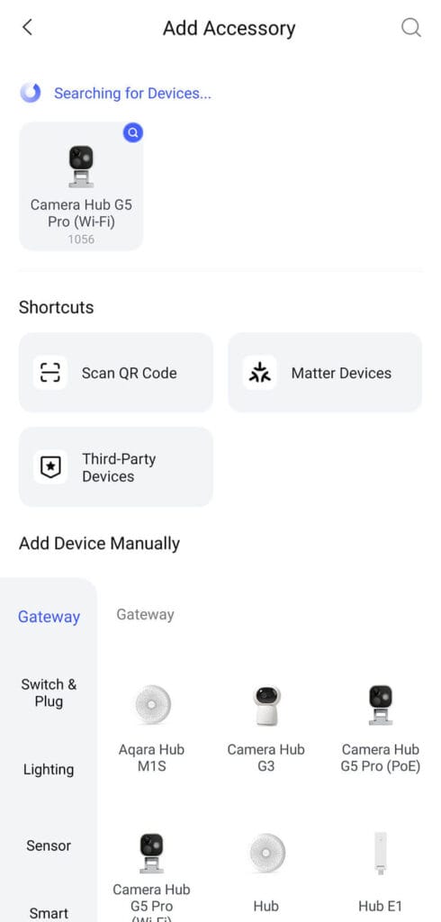 Aqara G5 Pro Camera added to Aqara app step 1