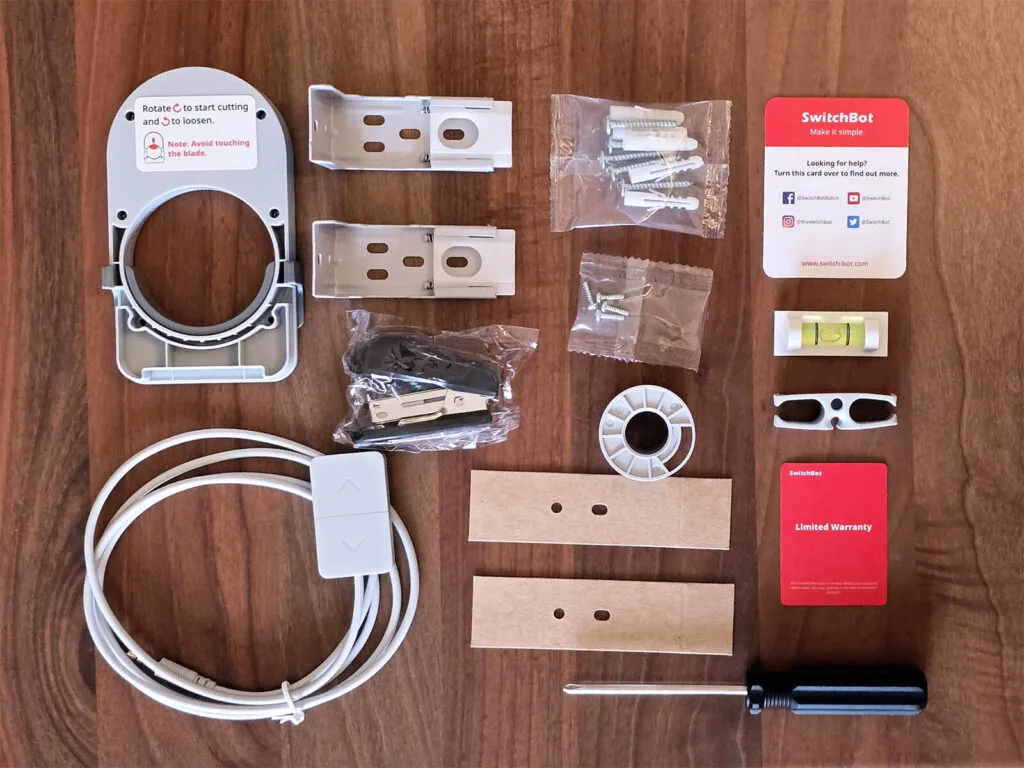 SwitchBot Roller Shades Review by SmartHomeScene: Accessory box contents