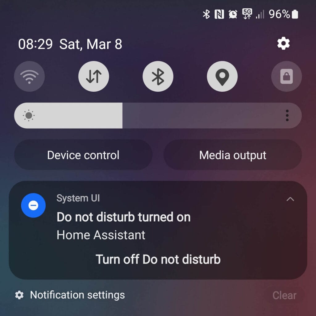 Turning on Do Not Disturb Mode on phone via Home Assistant