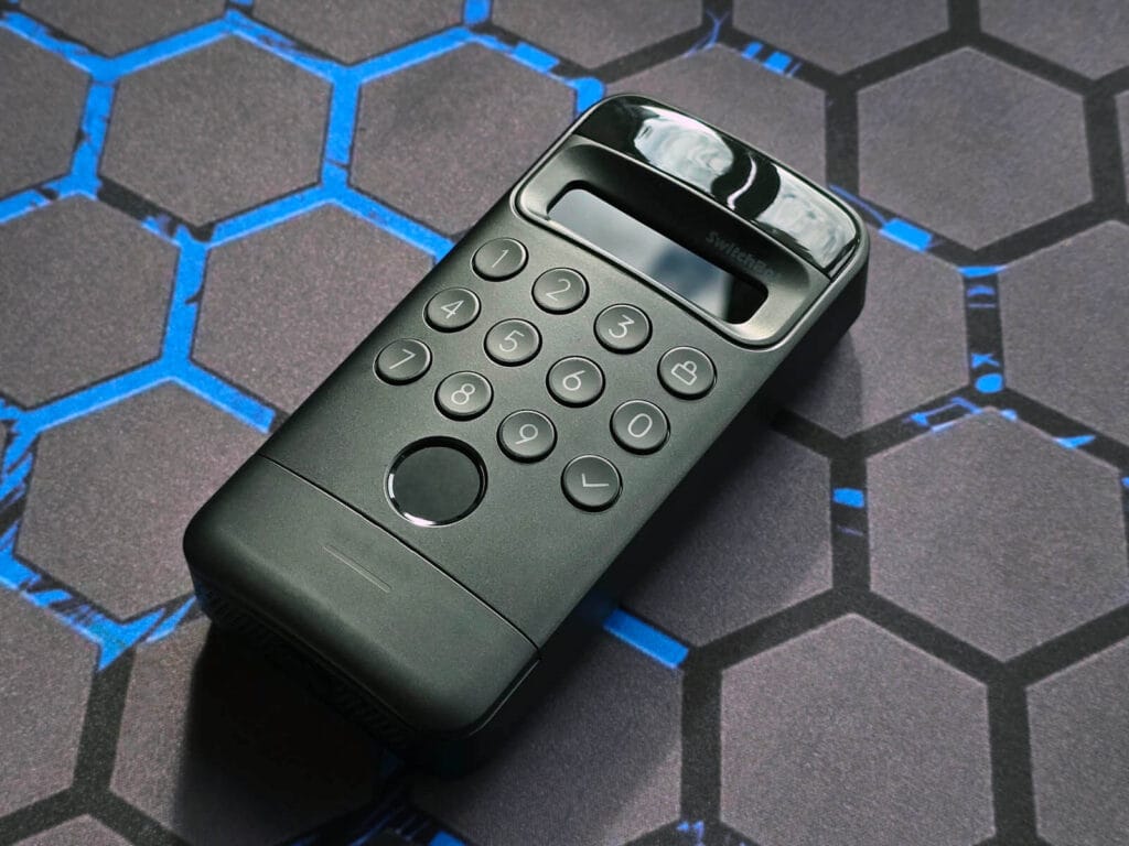 SwitchBot Keypad Vision SmartHomeScene Review: Device on table