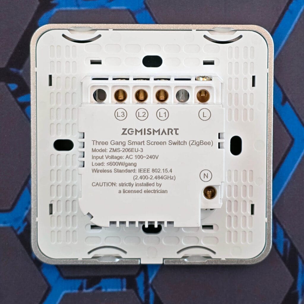 Zemismart ZMS-206 Zigbee Screen Switch Review by SmartHomeScene: Back View