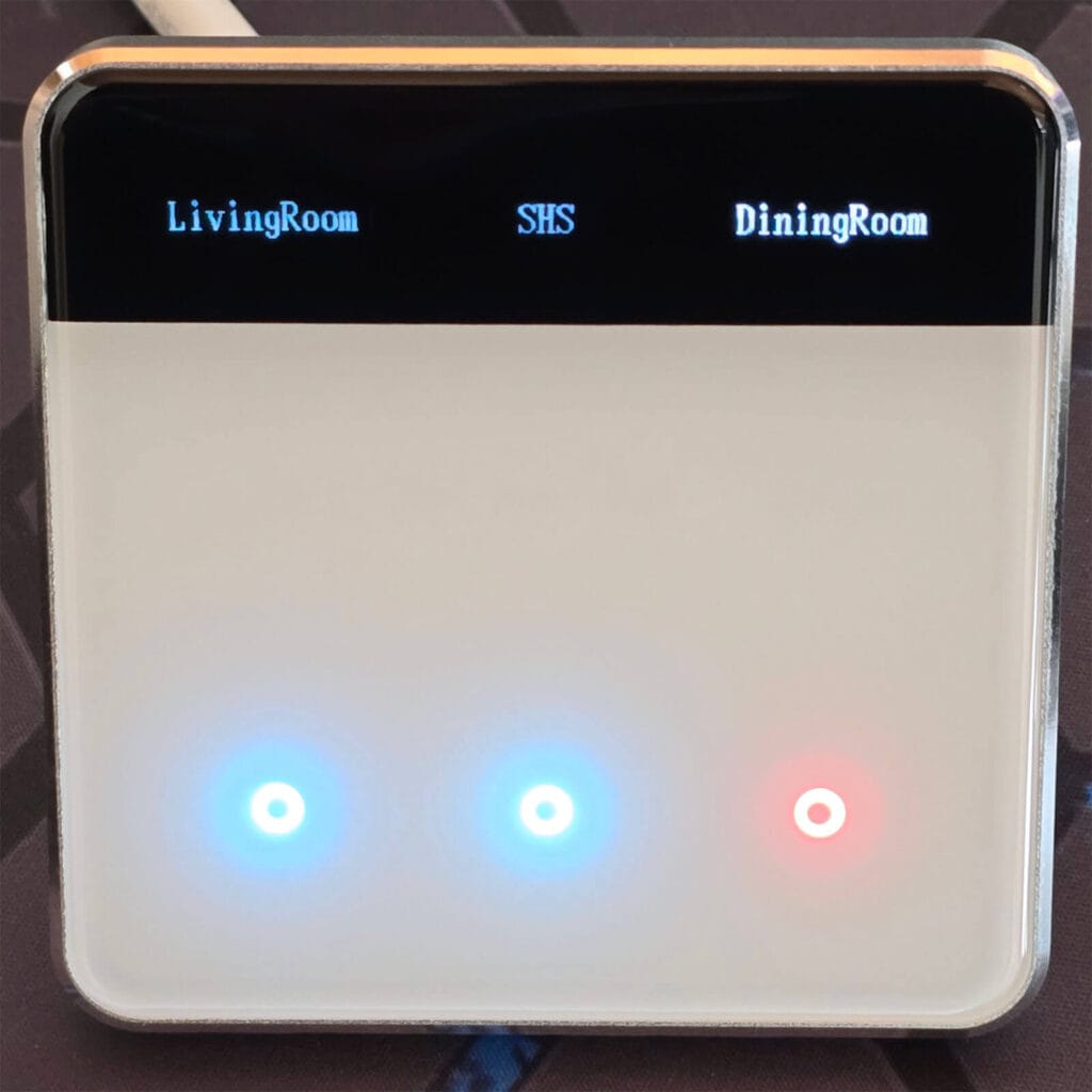 Zemismart ZMS-206 Zigbee Screen Switch Review by SmartHomeScene: Indicator Cyan