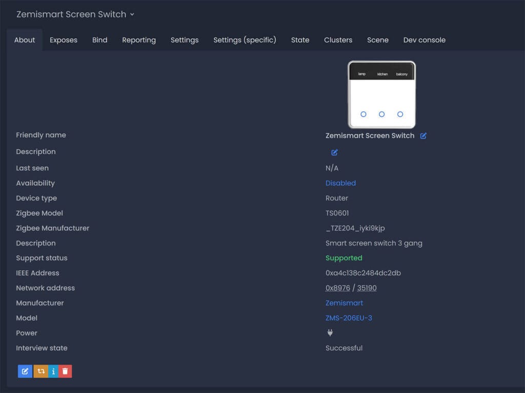 Zemismart ZMS-206 Zigbee Screen Switch Review by SmartHomeScene: Added to Zigbee2MQTT