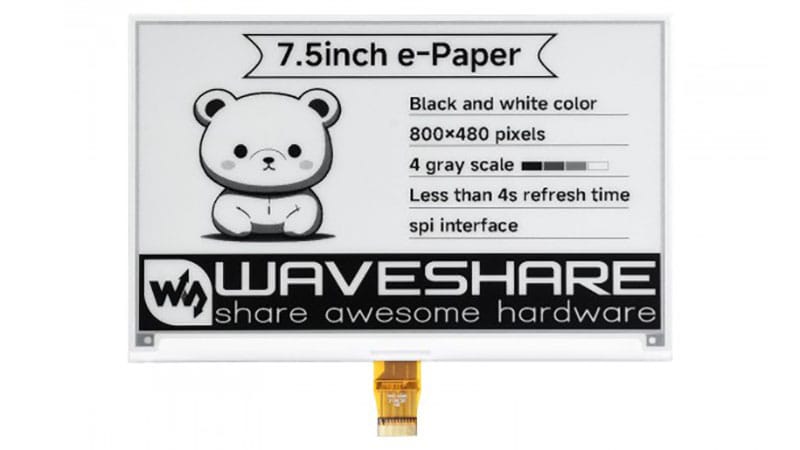 Waveshare 7.50 E-Paper 13187 ESPHome Compatibility SmartHomeScene