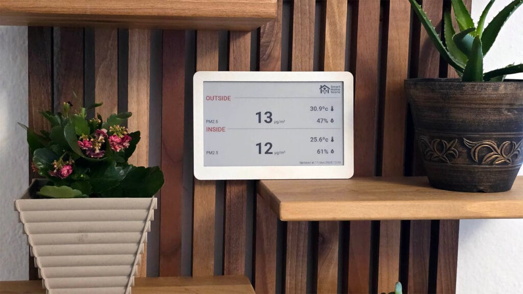 Waveshare E-Paper ESPHome Guide by SmartHomeScene: Air Quality Dashboard