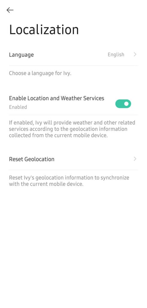 Ivy Smart Planter Localization Menu in App