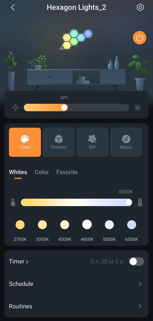 Linkind EP6 Smart Hexagon Panels Review by SmartHomeScene: App Control Options 1