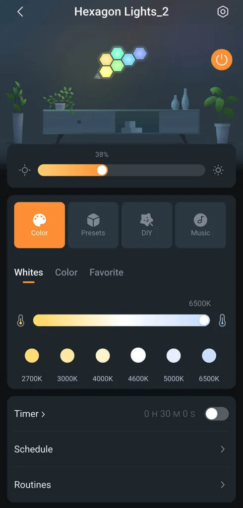 Linkind EP6 Smart Hexagon Panels Review by SmartHomeScene: App Control Options 1