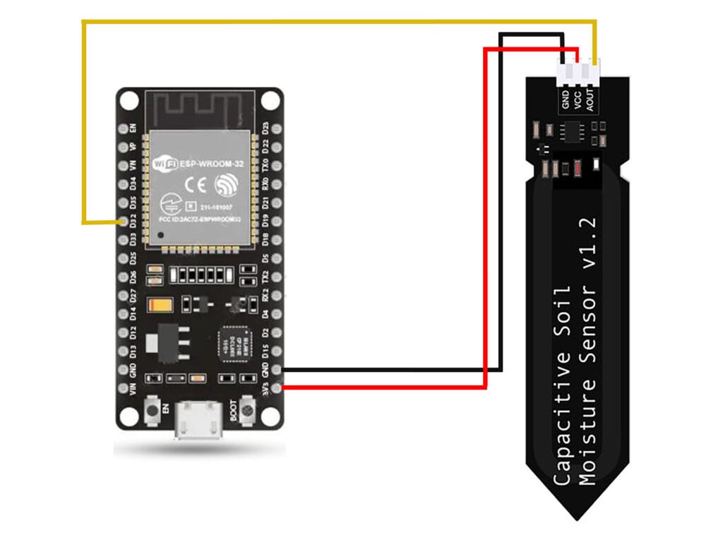 DIY Capacitive Soil Moisture Sensor 1.2 with ESPHome: Wiring Diagram