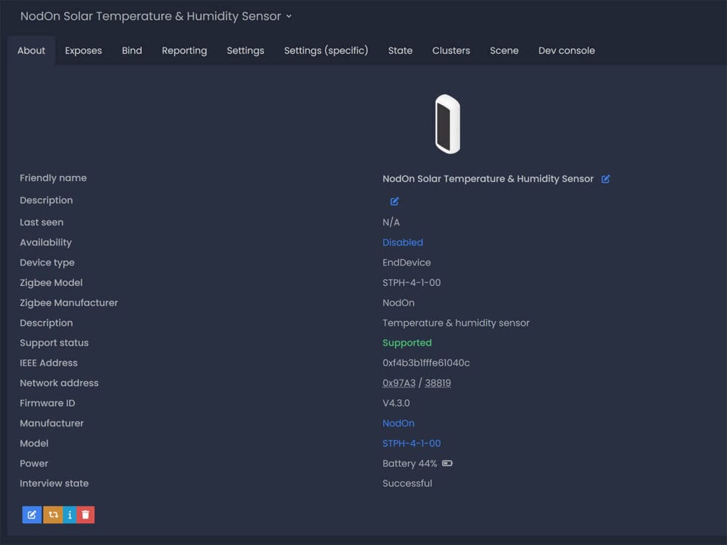 NodOn Solar Temperature and Humidity Sensor Review SmartHomeScene Added to Zigbee2MQTT