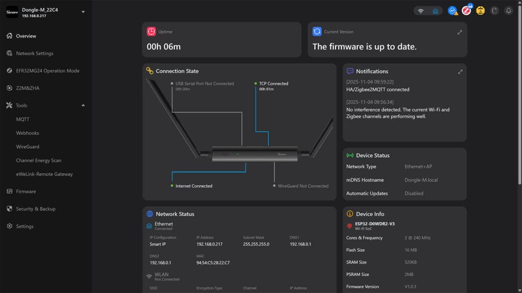 Sonoff Dongle Max Web Dashboard