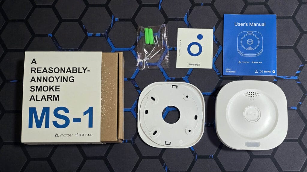 Sensereo MS-1 Matter-over-Thread Smoke Alarm Review by SmartHomeScene: Package Contents