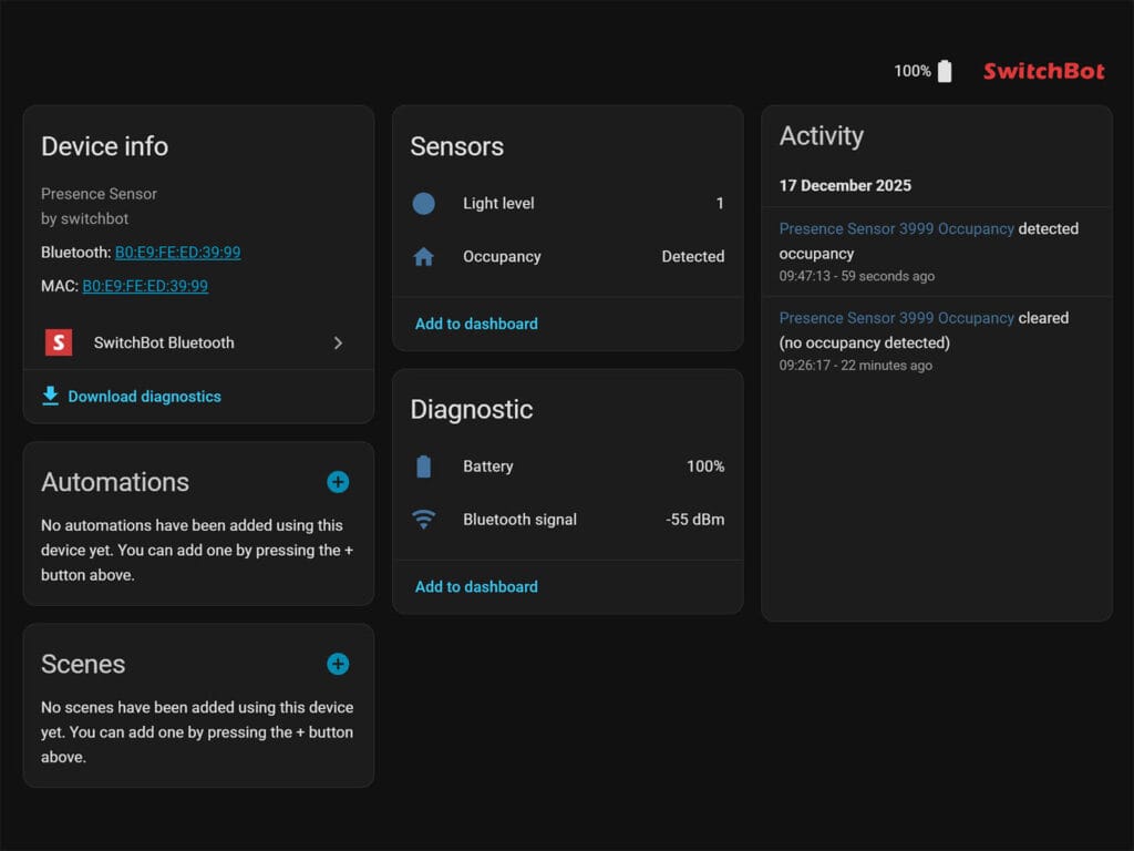 SwitchBot Presence Sensor Review: Added to Home Assistant