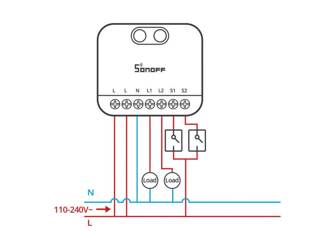 Sonoff MINI DUO Smart Switch Wiring Diagram 1