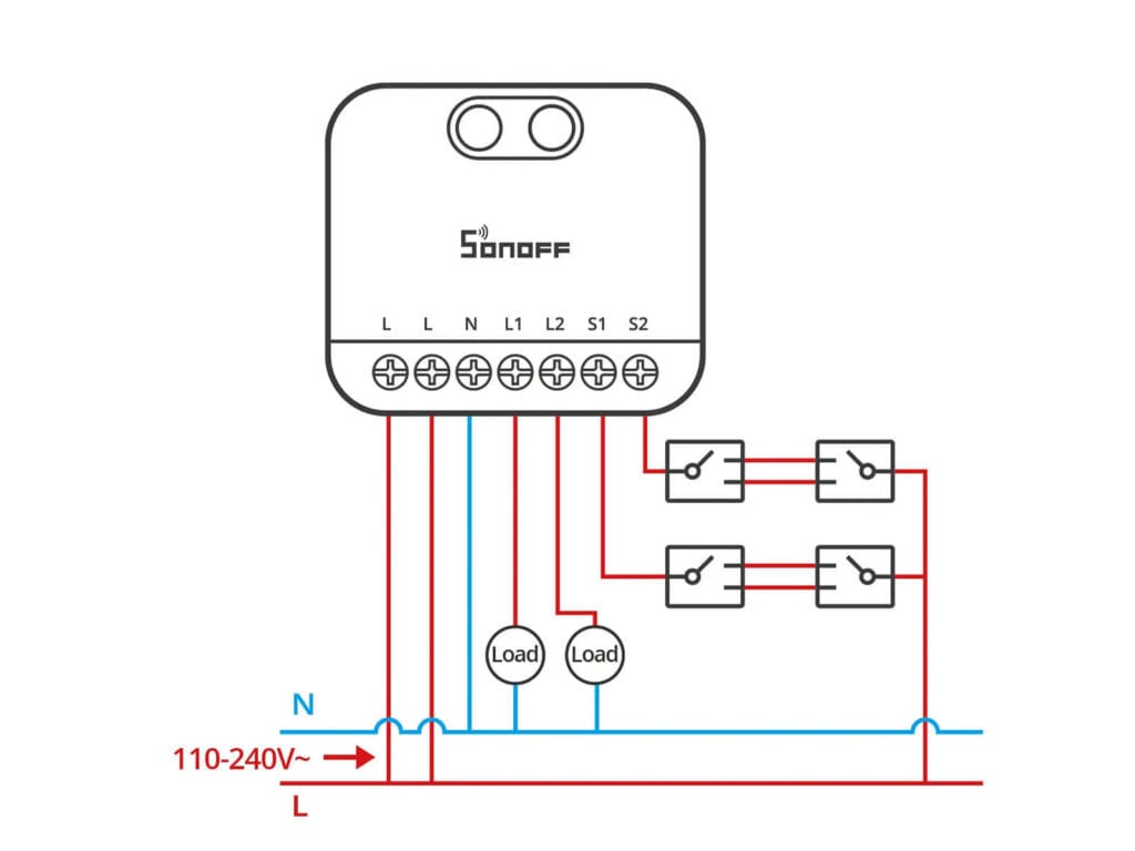 Sonoff MINI DUO Smart Switch Wiring Diagram 2