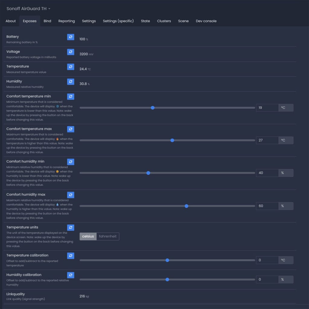 Sonoff AirGuard TH Zigbee2MQTT Exposes