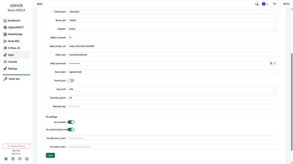 SMLight SMHUB Nano MG24 Connecting to remote MQTT broker