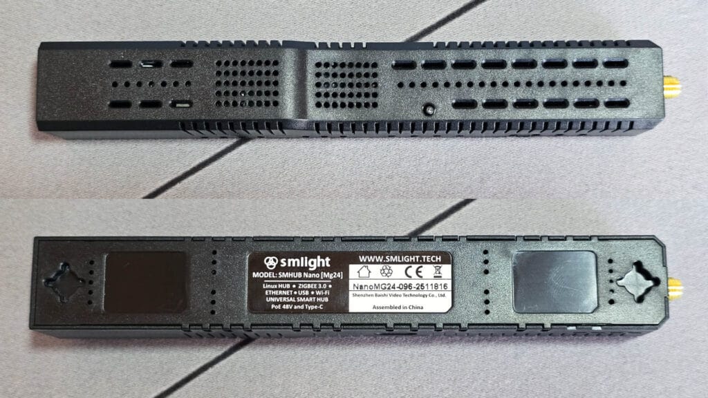 SMLight SMHUB Nano MG24 Top and Bottom on desk