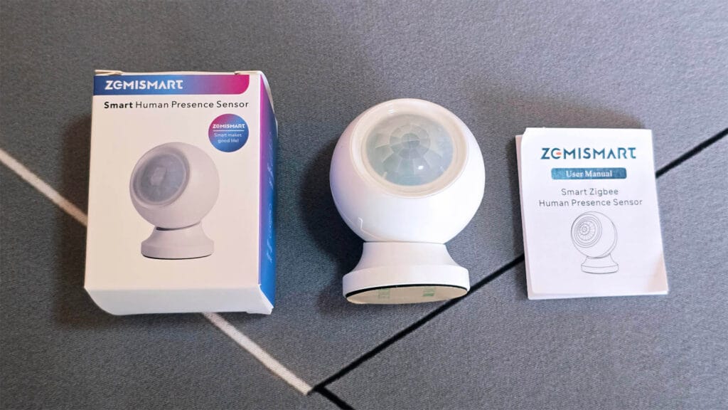 Zemismart ZPS-Z1 Presence Sensor Package Contents on Table