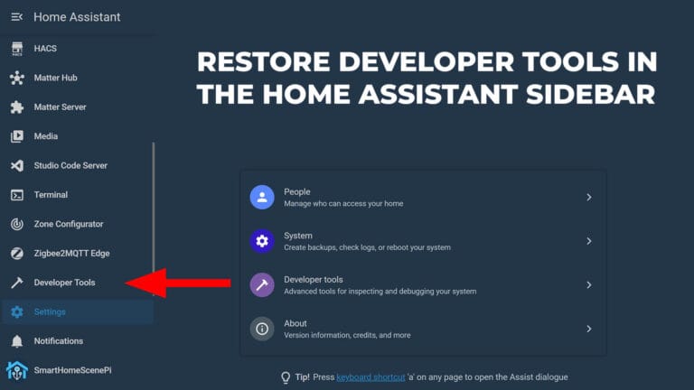 Restore Developer Tools in the Home Assistant Sidebar SmartHomeScene Guide