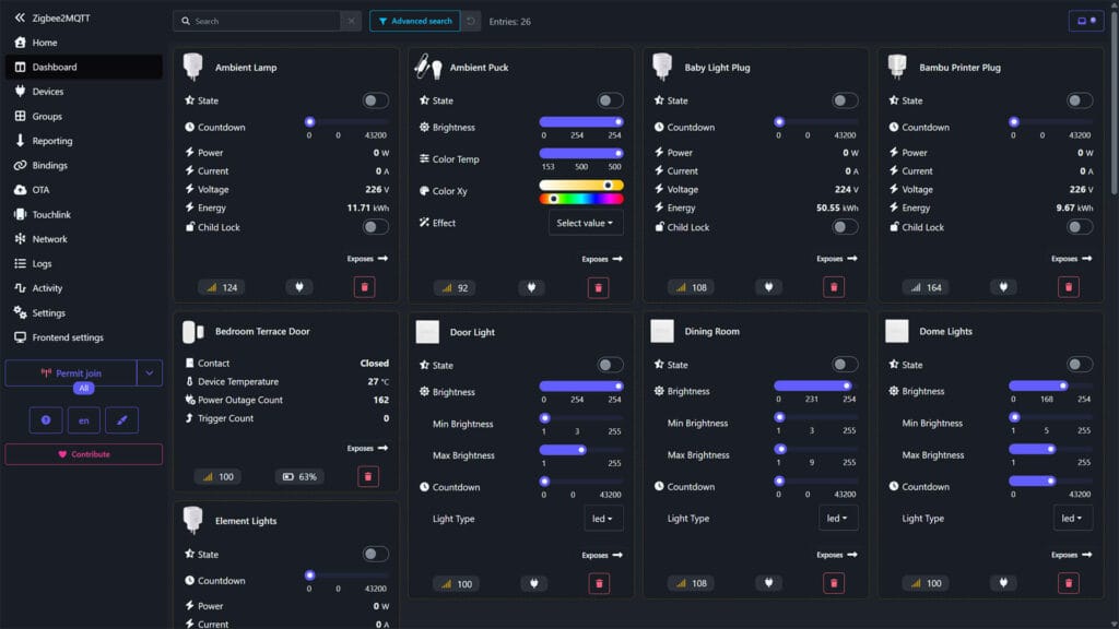 Zigbee2mqtt Windfront UI