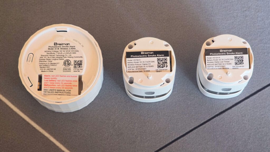 Heiman Smart Smoke Detectors Compared: Bottom View