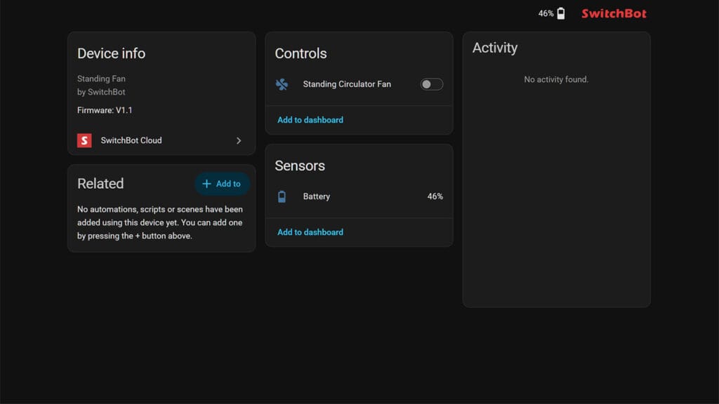 SwitchBot Standing Circulator Fan Home Assistant Integration via Cloud