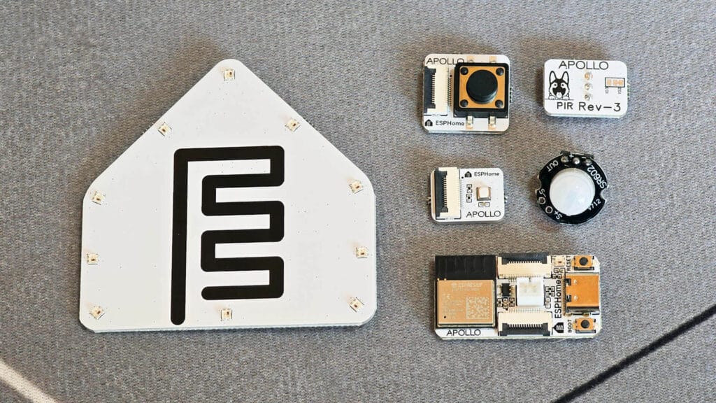 Apollo Automation ESPHome Starter Kit Modules on Table