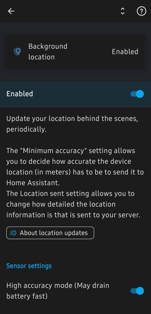 Background Location Sensor in Home Assistant
