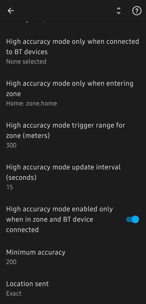 High Accuracy Location Tracking Constraints in Home Assistant