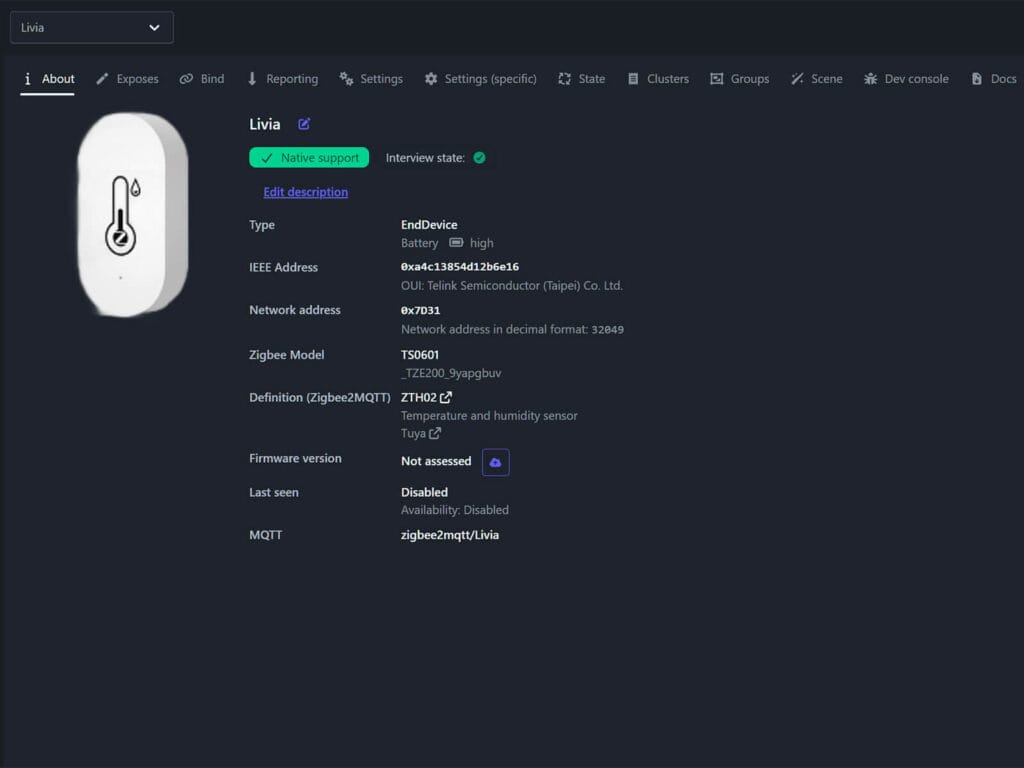 Zigbee Temperature Sensor Comparison by SmartHomeScene: Livia Tuya ZTH02 Zigbee2MQTT