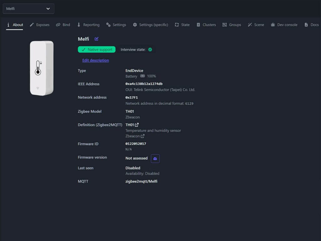 Zigbee Temperature Sensor Comparison by SmartHomeScene: Tuya Melfi TH01 Zigbee2MQTT