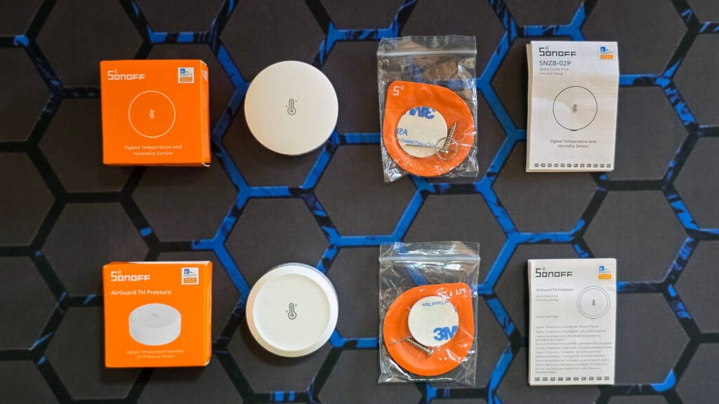 Sonoff SNZB-02P vs SNZB-02M Temperature Sensors Comparison Package Contents