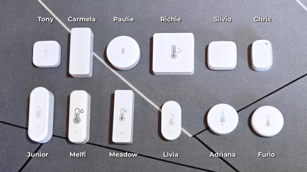 Zigbee Temperature Sensor Comparison by SmartHomeScene: All Devices on Table