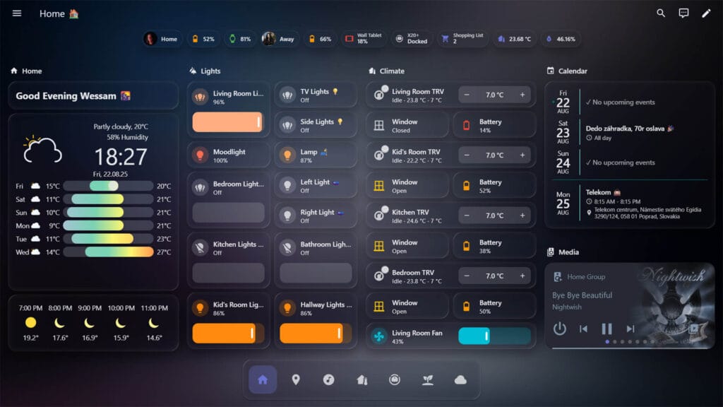 Best Home Assistant Dashboard Themes: Frosted Glass Theme Dark