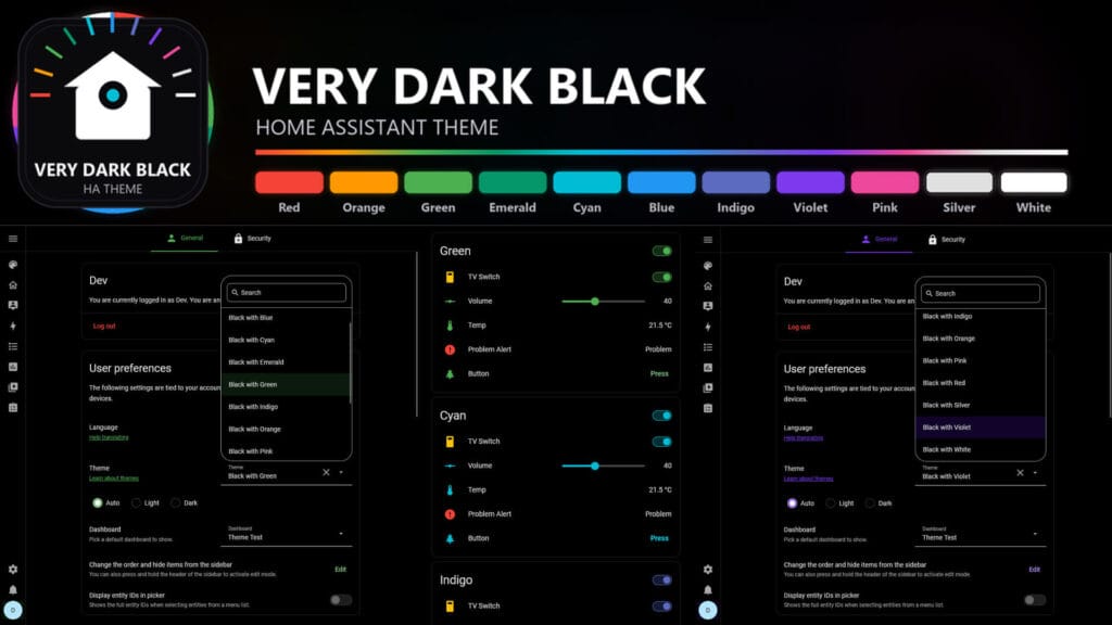 Best Home Assistant Dashboard Themes; Very Dark Black