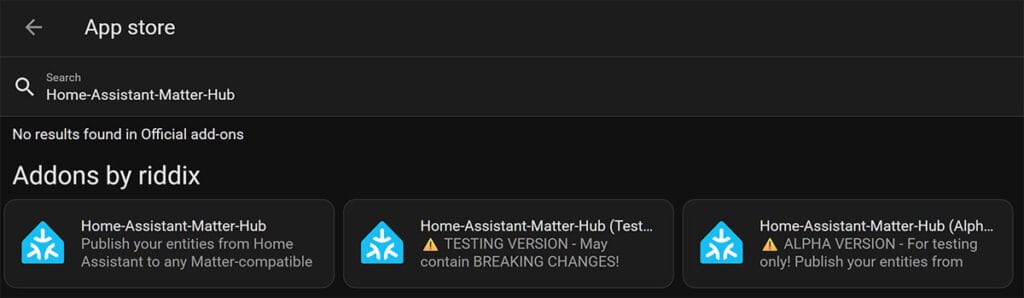 Home Assistant Matter Hub Choosing Version