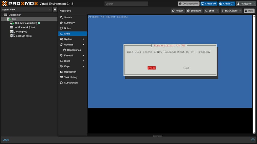 Installing Home Assistant OS on Proxmox 9 with Community Script